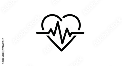 Heartbeat line in heart icon for medical health and cardiology