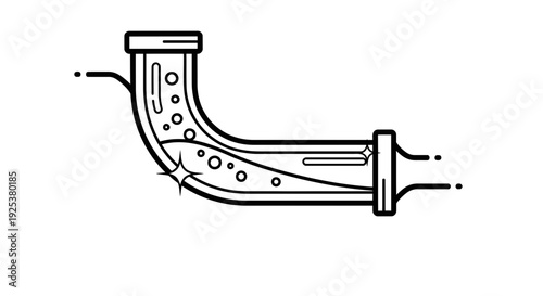 Clean pipe with flowing water and bubbles, plumbing and sanitation concept