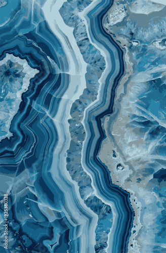 Abstract blue agate stone texture background, luxury fluid marble pattern with crystalline mineral details, turquoise gemstone wallpaper