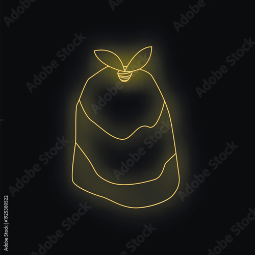 Golden beehive glowing on a dark background, symbolizing honey production and beekeeping