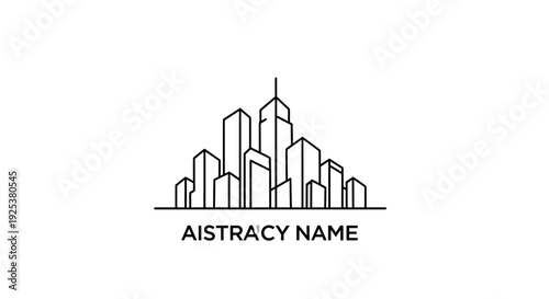 Minimalist City Skyline Line Art Logo Concept Urban Architecture Outline Graphic