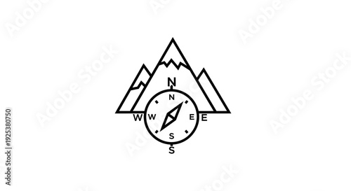 Minimalist Mountain Compass Logo for Outdoor Adventure and Navigation