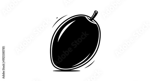 Black Mango Icon, Tropical Fruit Silhouette, Vector Illustration