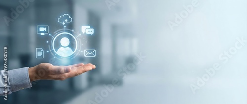 Business communication in a digital network modern technology concepts and virtual data sharing in a collaborative environment