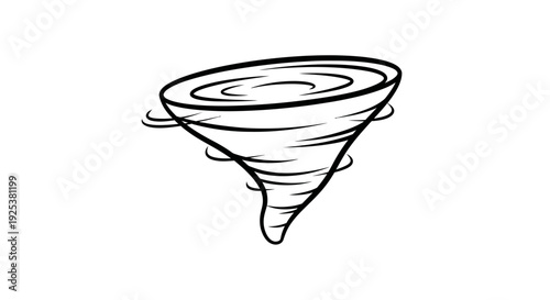 Black and White Tornado Illustration - Swirling Vortex Icon