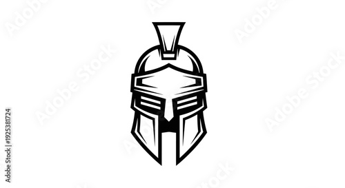 Stylized Spartan Helmet Logo Vector Icon Ancient Greek Warrior Symbol