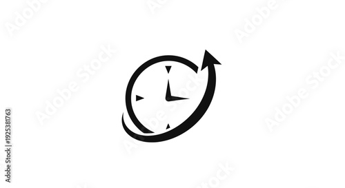 Time Progress Icon with Upward Arrow - Business Growth and Efficiency Concept