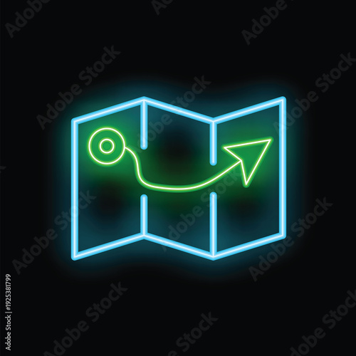 Neon map is showing the route from the starting point to the destination point