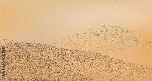 Abstract golden sand dunes landscape.Contrasting ridges and  flowing landscapes.