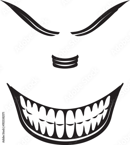 Black and white vector illustration of a skull with wings design as a symbolic icon logo for art drawing sign and mouth