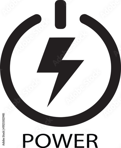 Free Download A black power symbol with a lightning bolt on a white background - GFXLoad