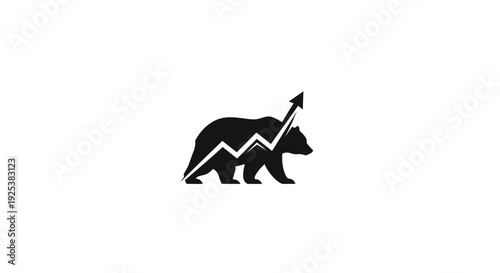 Bear market with rising stock graph icon, financial growth and investment concept
