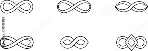 A collection of infinity symbols in black and white