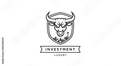 Bull Market Investment Logo with Financial Chart and Upward Arrow