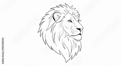 Wallpaper Mural A striking black and white line art portrait of a majestic lion's head Torontodigital.ca