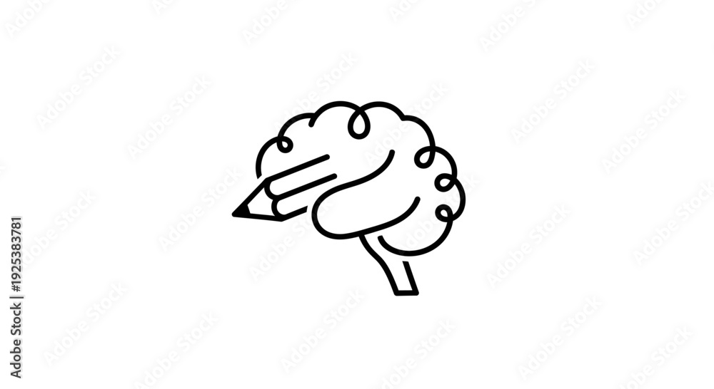 Fototapeta premium Creative Brain with Pencil Icon for Idea Generation and Learning