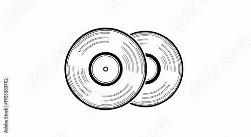 Two vinyl records with grooved surfaces and central holes on a white background
