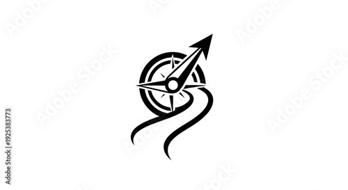 Compass and road icon for navigation, journey, and adventure travel concept