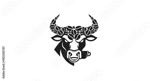 Coffee Bull Logo Design: Strength and Energy Concept with Coffee Beans