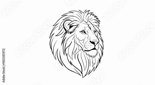 Majestic lion head with flowing mane, detailed sketch