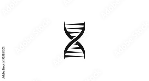 DNA Double Helix Symbol Black and White Minimalist Icon for Genetics and Science