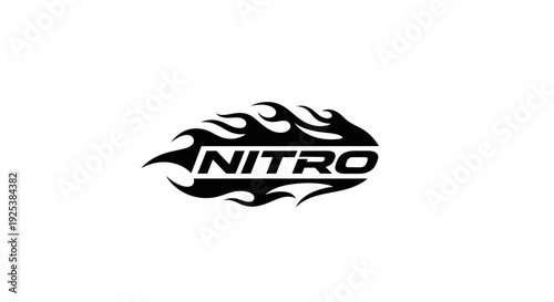 Dynamic Nitro Text Logo with Stylized Fire Flames Graphic Design