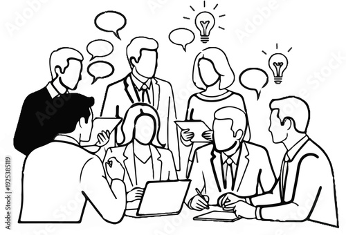 Diverse group of people collaborate and brainstorm ideas around a table