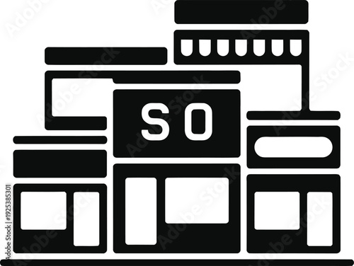 Retail Storefront Icon – Local Shop Building Ecommerce Marketplace Business Symbol