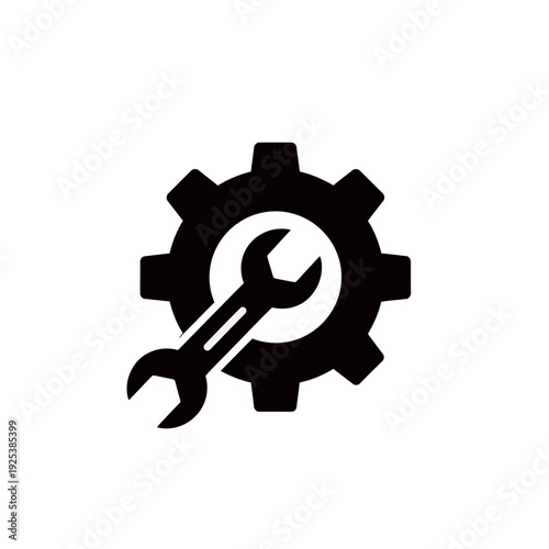 A Simple and Clean Illustration of a Wrench and Gear, Symbolizing Repair, Mechanics, and Engineering Solutions