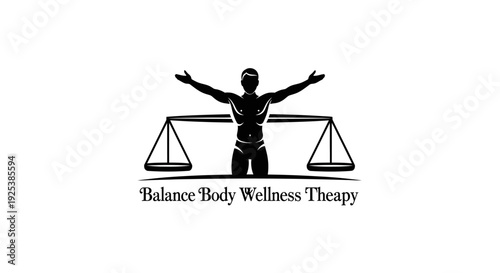 Human silhouette balancing on a scale representing body wellness and therapy
