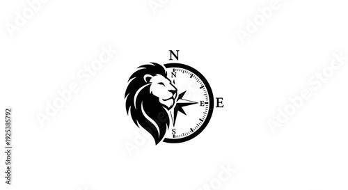 Lion Head and Compass Logo Symbolizing Direction, Strength, and Leadership
