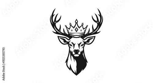 Majestic Crowned Deer Head Illustration