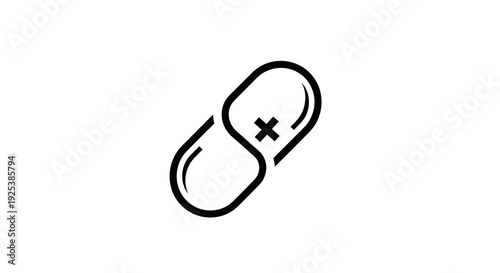 Medical Pill Capsule Icon with Plus Sign Minimalist Health Symbol