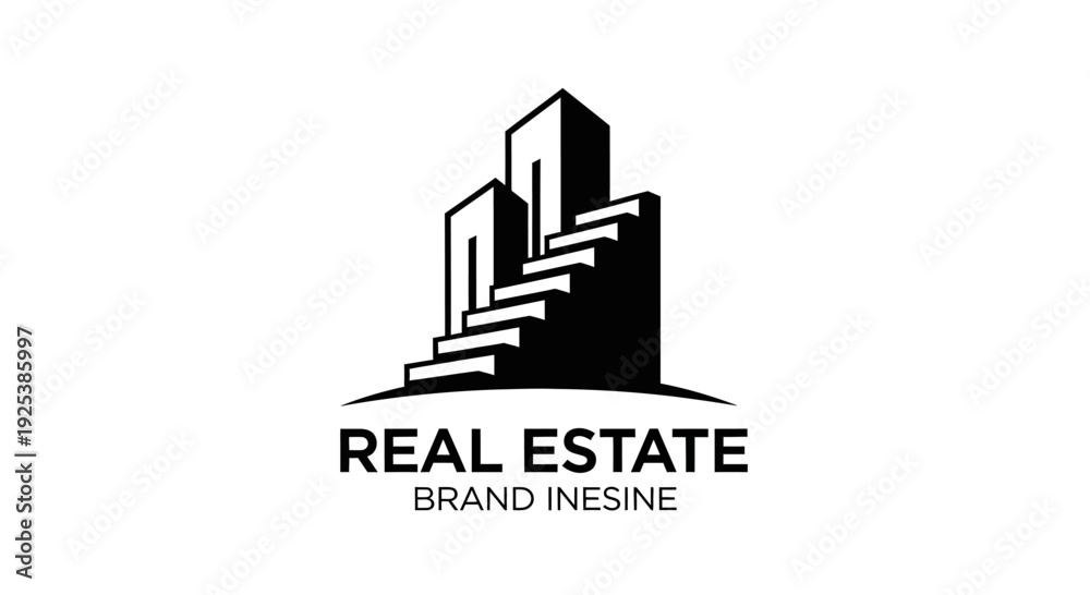 Obraz premium Modern Real Estate Logo Design with Abstract Buildings Icon