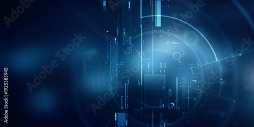 2d illustration Abstract futuristic electronic circuit technology background