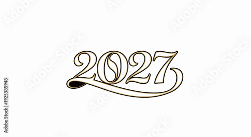 Elegant golden text displaying the year twenty twenty-seven