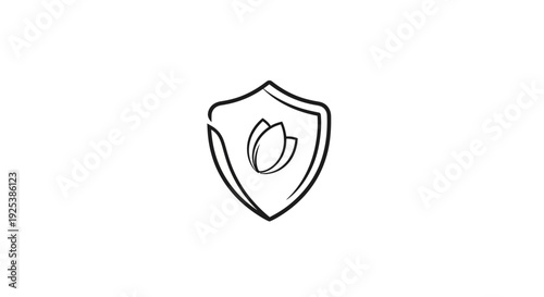 Nature Protection Shield Icon, Eco-Friendly Security Symbol, Organic Safety Emblem