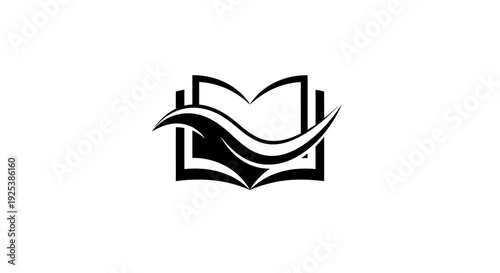 Open Book Wave Logo Design Concept for Education and Knowledge