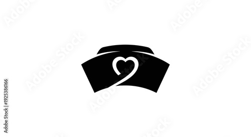 Nurse Cap with Heart Symbol - Healthcare and Medical Care Icon