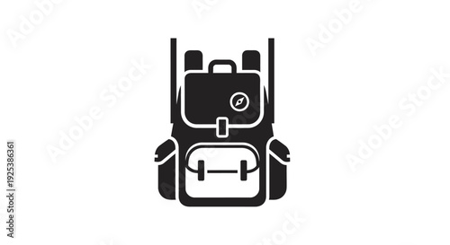 Outdoor Adventure Backpack Icon - Travel and Hiking Gear Symbol