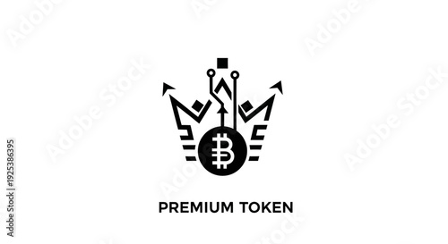 Premium Token Crypto Crown Logo - Digital Currency Technology Icon