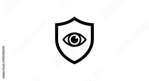 Privacy protection shield icon with eye symbol, digital security concept