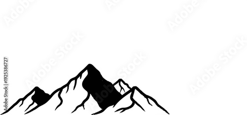 Simple black silhouette of jagged mountain peaks against a white background