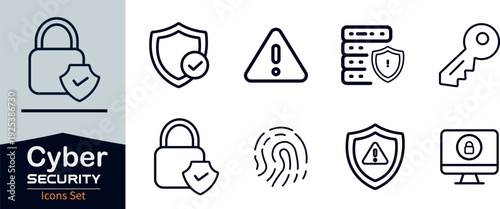 IT Security Icons line art icons element Bundle featuring secure login firewall, network, protection, monitoring, biometric, 
authentication, tech clean vector Logo  silhouettes design