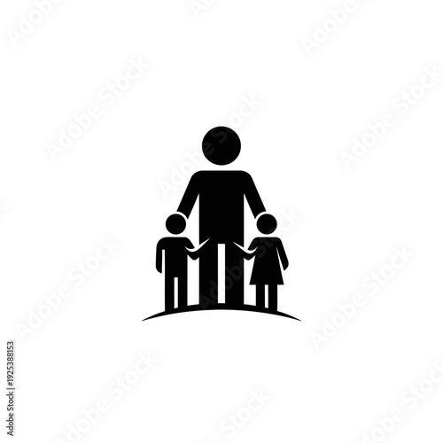 Father with two children silhouette, family concept, togetherness and love.