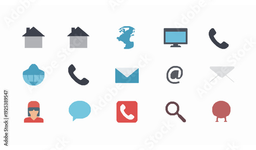 Modern web communication icon set contact website interface vector illustration