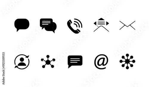 Social media contact icon set modern web communication symbols vector illustration