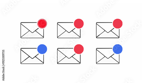 Minimal email notification outline icon collection envelope alert vector illustration