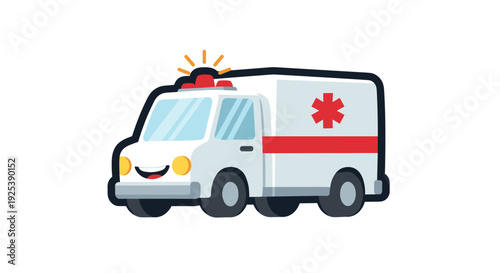 Cute Ambulance Cartoon Medical Emergency Vehicle Healthcare Icon.