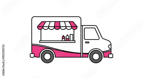Food Truck Mobile Kitchen Vehicle Street Food Service Takeaway Business.